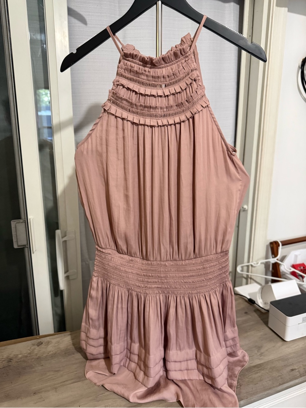 Mustard Seed Dusty Rose Smocked Halter dress